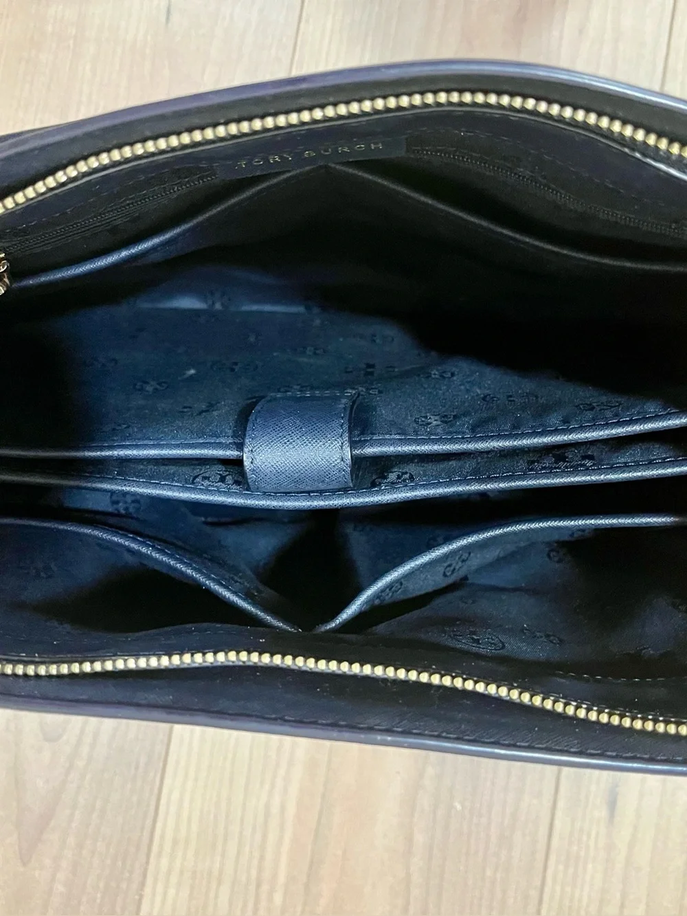 Tory Burch Navy Leather Laptop Tote